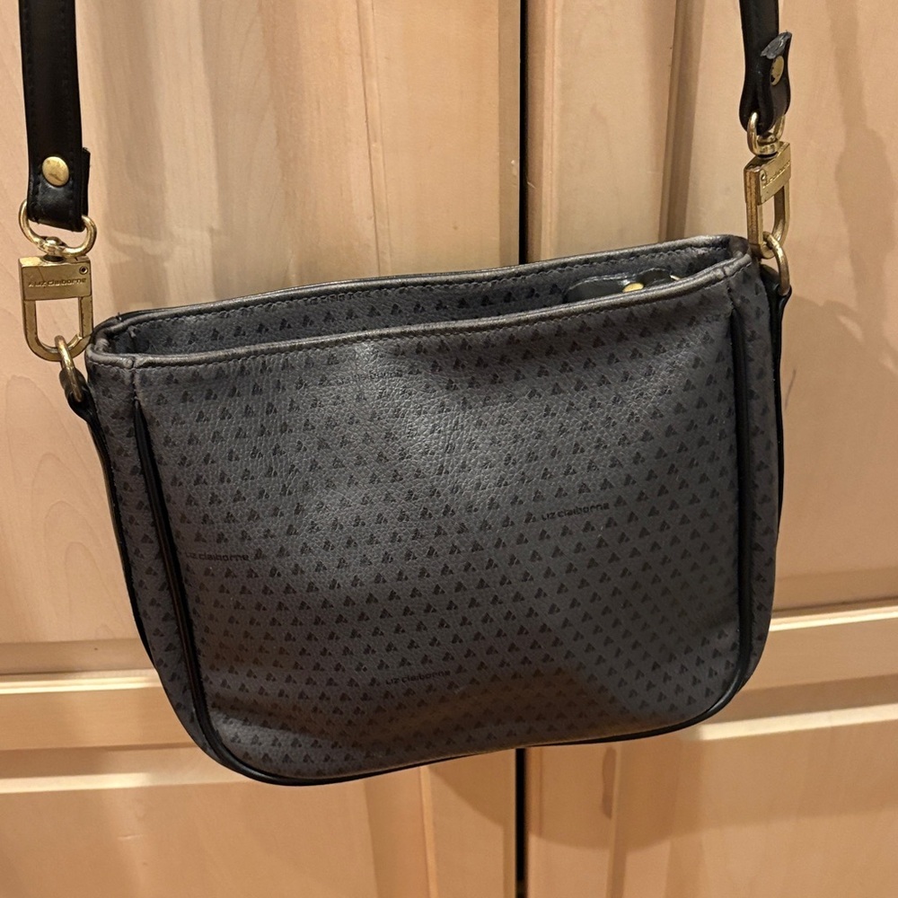 Liz Claiborne Black and Grey Crossbody Bag with Brass Accents - Picture 3 of 10